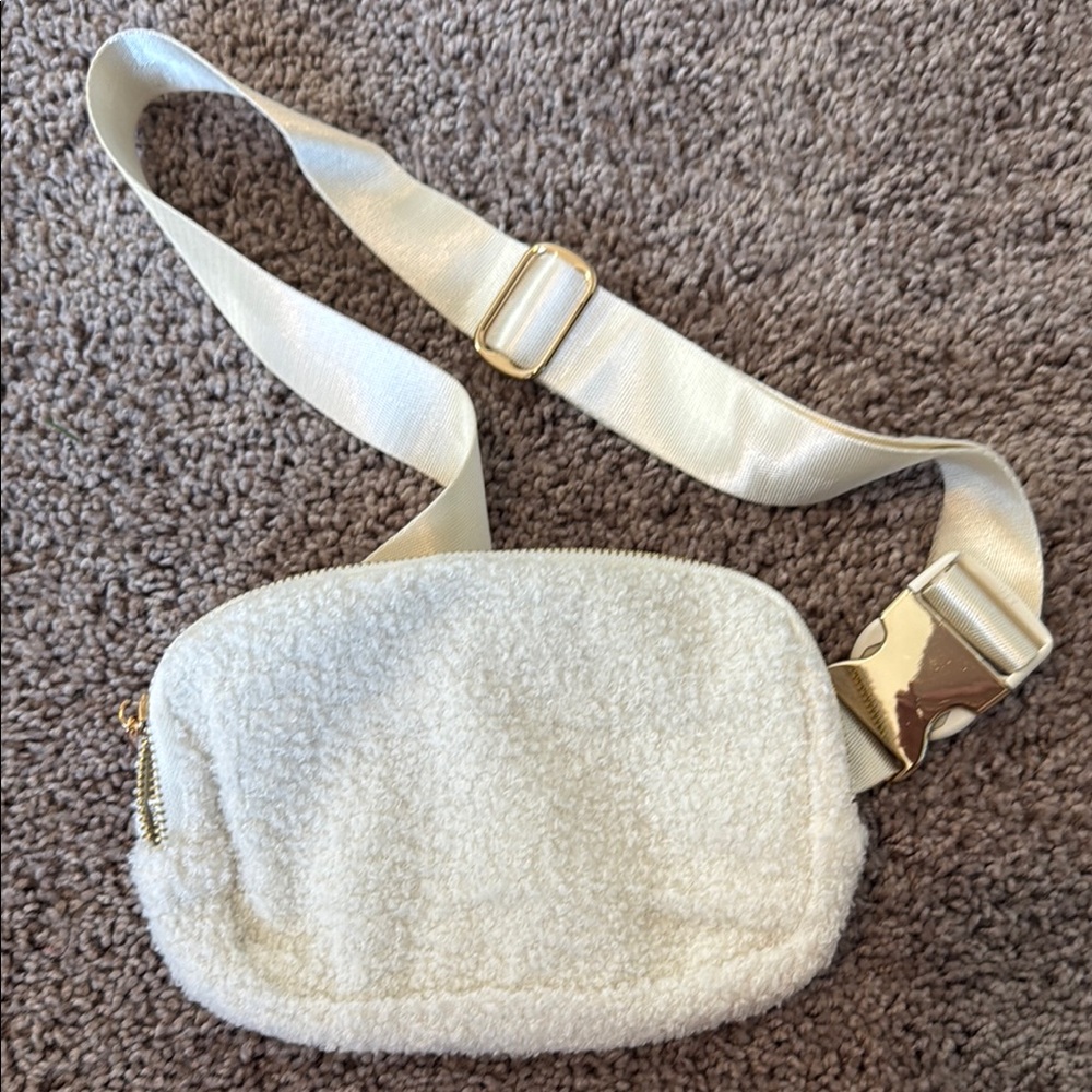 Cream Sherpa Crossbody Bum Bag